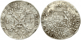 Spanish Netherlands BRABANT 1 Patagon 1633 Antwerp. Philip IV(1621-1665). Averse: Crowned shield of Philip IV in fleece collar. Reverse Legend: …DVX B...