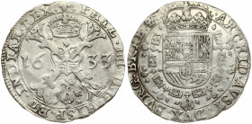 Spanish Netherlands BRABANT 1 Patagon 1633 Brussels. Philip IV(1621-1665). Averse: Crowned shield of Philip IV in fleece collar. Reverse Legend: …DVX ...