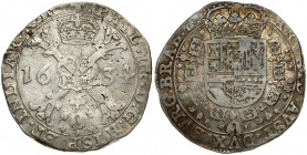 Spanish Netherlands BRABANT 1 Patagon 1634 Brussels. Philip IV(1621-1665). Averse: Crowned shield of Philip IV in fleece collar. Reverse Legend: …DVX ...