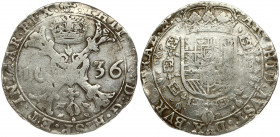 Spanish Netherlands BRABANT 1 Patagon 1636 Brussels. Philip IV(1621-1665). Averse: Crowned shield of Philip IV in fleece collar. Reverse Legend: …DVX ...