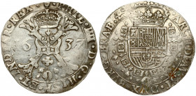 Spanish Netherlands BRABANT 1 Patagon 1637 Antwerp. Philip IV(1621-1665). Averse: Crowned shield of Philip IV in fleece collar. Reverse Legend: …DVX B...