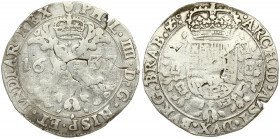 Spanish Netherlands BRABANT 1/2 Patagon 1637 Antwerp. Philip IV(1621-1665). Averse: Crowned shield of Philip IV in fleece collar. Reverse Legend: …DVX...