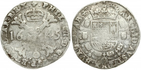 Spanish Netherlands BRABANT 1 Patagon 1645 Brussels. Philip IV(1621-1665). Averse: Crowned shield of Philip IV in fleece collar. Reverse Legend: …DVX ...