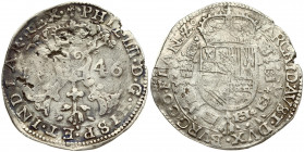 Spanish Netherlands FLANDERS 1 Patagon 1646 Philip IV(1621-1665). Averse: St. Andrew's cross; crown above; fleece below; divides date. Reverse: Crowne...