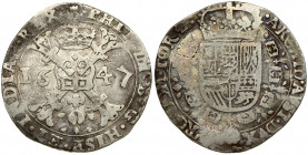 Spanish Netherlands TOURNAI 1 Patagon 1647 Philip IV(1621-1665). Averse: Date divided by St. Andrew's cross; crown above. Reverse: Crowned shield of P...