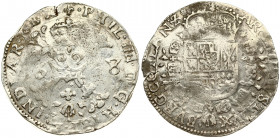 Spanish Netherlands FLANDERS 1 Patagon 1648 Philip IV(1621-1665). Averse: St. Andrew's cross; crown above; fleece below; divides date. Reverse: Crowne...