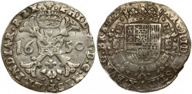 Spanish Netherlands BRABANT 1 Patagon 1650 Brussels. Philip IV(1621-1665). Averse: Crowned shield of Philip IV in fleece collar. Reverse Legend: …DVX ...