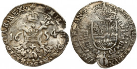 Spanish Netherlands FLANDERS 1/4 Patagon 1654 Philip IV(1621-1665). Averse: St. Andrew's cross; crown above; fleece below; divides date. Reverse: Crow...