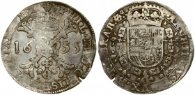 Spanish Netherlands BRABANT 1 Patagon 1655 Brussels. Philip IV(1621-1665). Averse: Crowned shield of Philip IV in fleece collar. Reverse Legend: …DVX ...