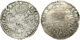 Spanish Netherlands BRABANT 1 Patagon 1655 Antwerp. Philip IV(1621-1665). Averse: Crowned shield of Philip IV in fleece collar. Reverse Legend: …DVX B...