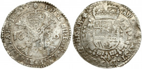 Spanish Netherlands BRABANT 1 Patagon 1658 Antwerp. Philip IV(1621-1665). Averse: Crowned shield of Philip IV in fleece collar. Reverse Legend: …DVX B...