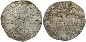 Spanish Netherlands FLANDERS 1 Patagon 1672 Charles II(1665-1700). Averse: St. Andrew's cross; crown above; fleece below; divides date. Reverse: Crown...