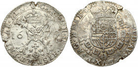 Spanish Netherlands BRABANT 1 Patagon 1679 Antwerp. Charles II (1665-1700). Averse: Crowned shield of Philip IV in fleece collar. Reverse Legend: …DVX...
