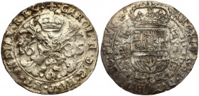 Spanish Netherlands FLANDERS 1 Patagon 1685 Charles II(1665-1700). Averse: St. Andrew's cross; crown above; fleece below; divides date. Reverse: Crown...