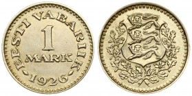 Estonia 1 Mark 1926 Averse: National arms within wreath. Reverse: Denomination. Edge Description: Milled. Nickel-Bronze. KM 5