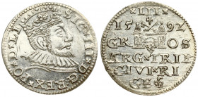 Latvia 3 Groszy 1592 Riga Sigismund III Vasa(1587-1632). Averse: Crowned bust right. Reverse: Value and coat of arms over the city sign. Silver. Iger ...