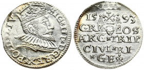 Latvia 3 Groszy 1593 Riga Sigismund III Vasa(1587-1632). Averse: Crowned bust right. Reverse: Value and coat of arms over the city sign. Silver. Iger ...