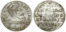 Latvia 3 Groszy 1594 Riga Sigismund III Vasa(1587-1632). Averse: Crowned bust right. Reverse: Value and coat of arms over the city sign. Silver. Iger ...