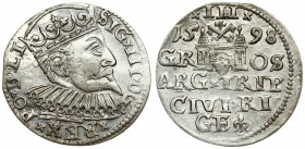 Latvia 3 Groszy 1598 Riga Sigismund III Vasa(1587-1632). Averse: Crowned bust right. Reverse: Value and coat of arms over the city sign. Silver. Iger ...