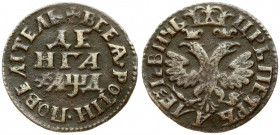 Russia 1 Denga 1704 Peter I (1699-1725). Averse: Crowned double-headed eagle. Reverse: Value; date in center of legend. 'ВСЕЯ РОССИИ ПОВЕЛИТЕЬ' Copper...