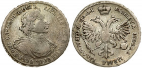 Russia 1 Poltina 1719 Moskow. Peter I the Great (1682-1725). Averse: Laureate bust right. Reverse: Crown above crowned double-headed eagle. 'Portrait ...