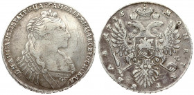 Russia 1 Rouble 1735 Anna Ioannovna (1730-1740). Averse: Bust right. Reverse: Crown above crowned double-headed eagle shield on breast X on tail. Spik...