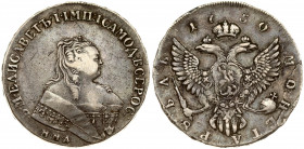 Russia 1 Rouble 1750 ММД Moscow. Elizabeth (1741-1762). Averse: Crowned bust right. Reverse: Crown above crowned double-headed eagle shield on breast....