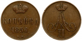 Russia 1 Kopeck 1856 BM Warsaw. Nicholas I Alexander II (1854-1881). Averse: Crowned monogram of Alexandr II. Reverse: Crown above value and date. Edg...