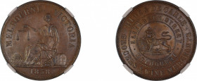 Australia 1858, 1 Penny Token, Hide & De Carle Melbourne. Graded MS 63 Brown by NGC. - the highest graded.KM- Tn 104