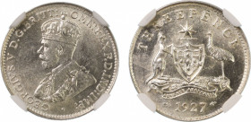 Australia 1927, 3 Pence. Graded MS 62 by NGC. KM-24