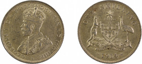 Australia 1914 Silver Shilling in EF-AU condition
KM-26