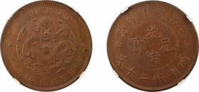 China, Empire (1903-17) 20 cash
Large Eyes Dragon
Y# 5a