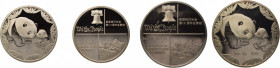 China 2012, 2 proof silver Panda medals issued by China Great Wall Investments Ltd and minted by Shenzhen Guobao mint for 2012 Philadelphia World's Fa...