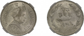 India VS1952(1895), Rupee, Baroda. Graded MS 63 by NGC. - only two coins graded higher.Y 36a
