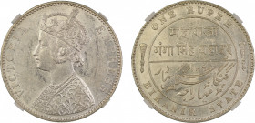 India 1892, Rupee, Bikanir. Graded AU 58 by NGC. KM 72