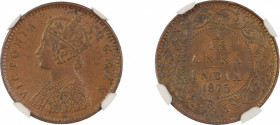 India, British 1875(C), 1/12 Anna . Graded MS 63 Brown by NGC - No coin graded higher.KM465