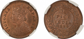 India, British 1899(C), 1/2 Pice . Graded MS 65 Red Brown by NGC - No coin graded higher.KM 484
