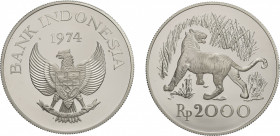 Indonesia 1974, 2000 Rupiah in proof Cameo condition
KM-39a
