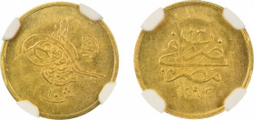 Egypt AH1293//23, 10 Qirsh Gold. Graded MS 63 by NGC. KM-282.024 Oz net