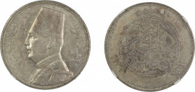 Egypt AH1352//1933, 10 Piastres . Graded MS 62 by NGC KM-350