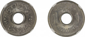 Egypt AH1357//1938, 1 Millieme, Copper-Nickel. Graded MS 65 by NGC. KM-362