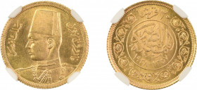 Egypt AH1357//1938, 20 Piastres Gold. Graded MS 66 by NGC. KM-370.0475 Oz net