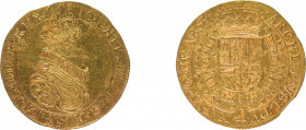 Spanish Netherlands 1636 Brabant, Philippe IV, 2 Souverains d'Or
Graded MS 60 by NGC
Mintmark: Angel face
KM 64.1 
11.01 gr