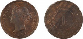 Cyprus 1891, 1 Piastre. Graded AU 58 Brown by NGC. KM-3.2