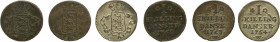 Denmark, 3 coin lot of 1 Skillings, 
1762 W, in Very Fine condition
1763 W, in Fine condition
1764 W, in Very Fine condition
H-37B