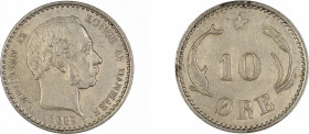 Denmark 1889 CS, 10 Ore, in Almost Extra Fine conditionKM-795.1