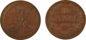Finland 1866, 10 Pennia in EF condition
KM-5.1