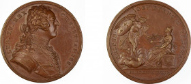 France 1738, , Bronze medal, Genevensis Pacata, Louis XV, 41 mm ; 38.6 grams
