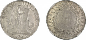 France 1793A, 6 Lixres. Graded AU 53 by NGC. Davenport-1336