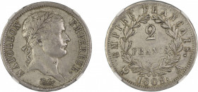 France 1809A, 2 Francs. Graded AU 50 by NGC. KM-693.1